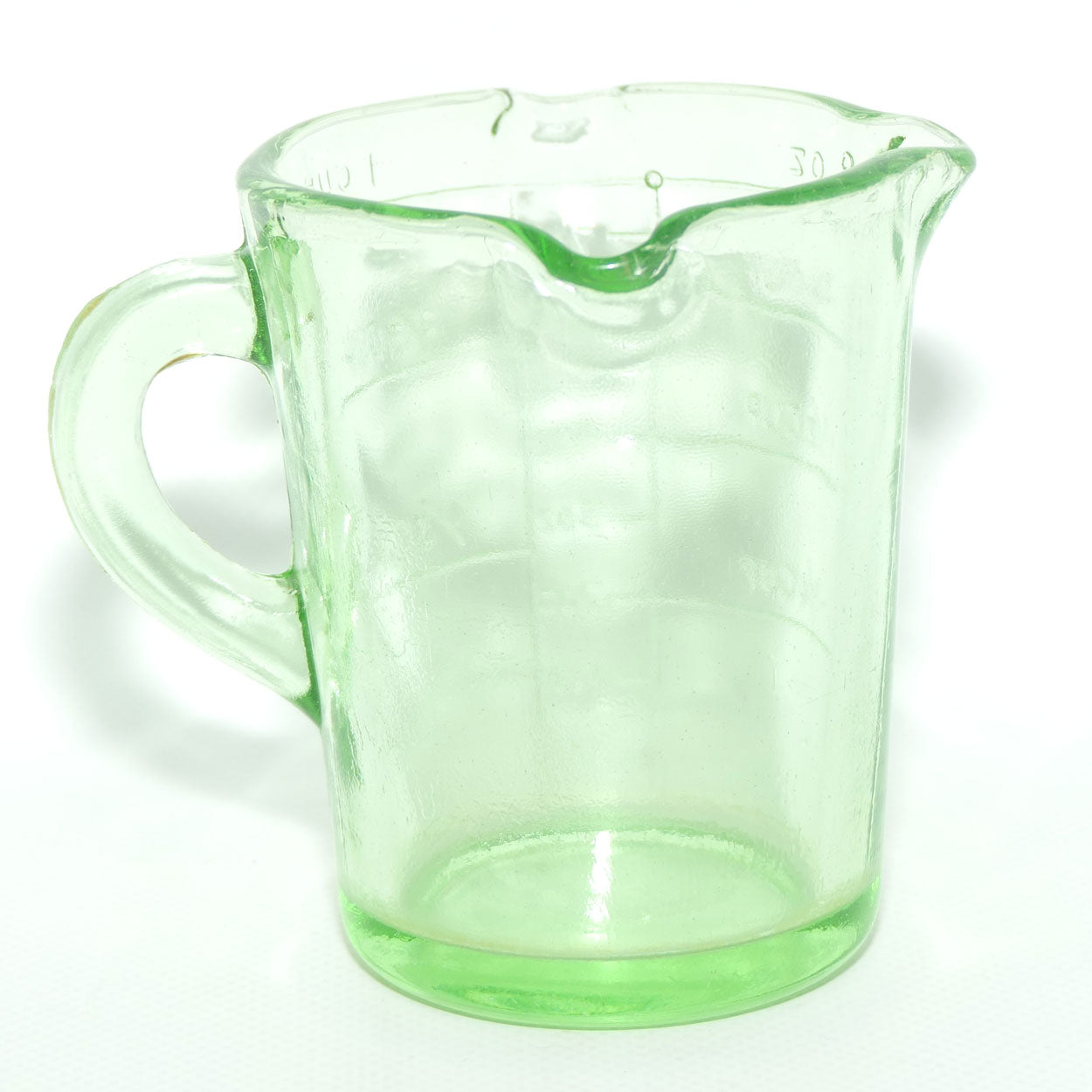 Green Depression Glass three pourer lip 1 cup measuring jug | #1