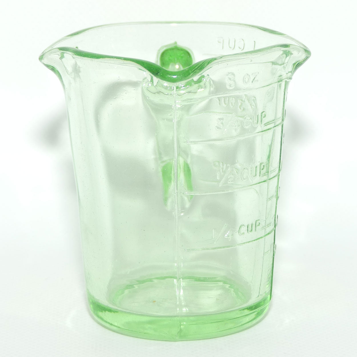 Green Depression Glass three pourer lip 1 cup measuring jug | #3