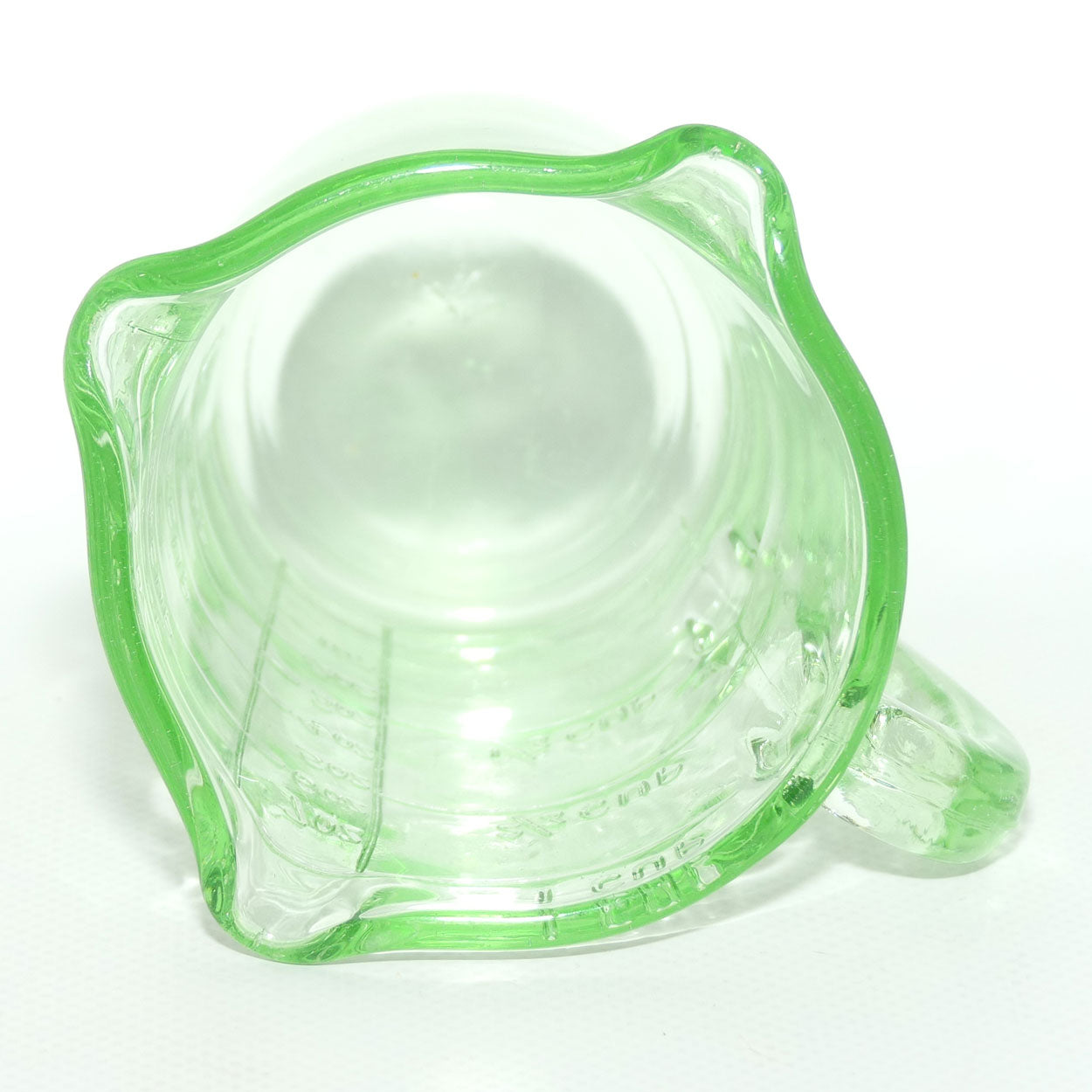 Green Depression Glass three pourer lip 1 cup measuring jug | #3