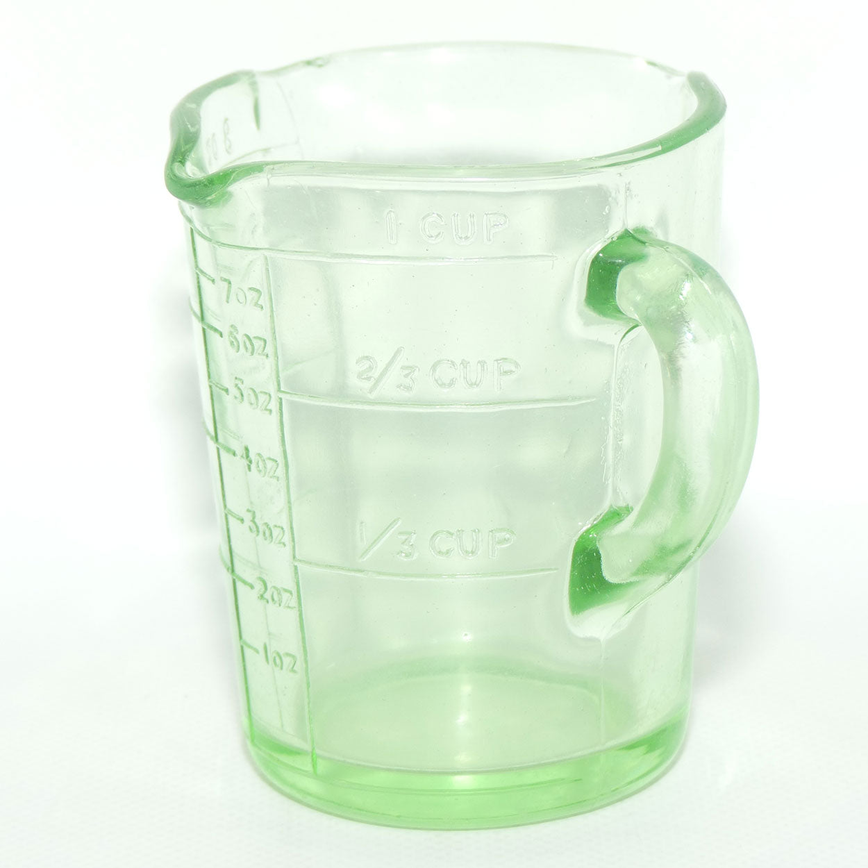 Green Depression Glass three pourer lip 1 cup measuring jug | #4