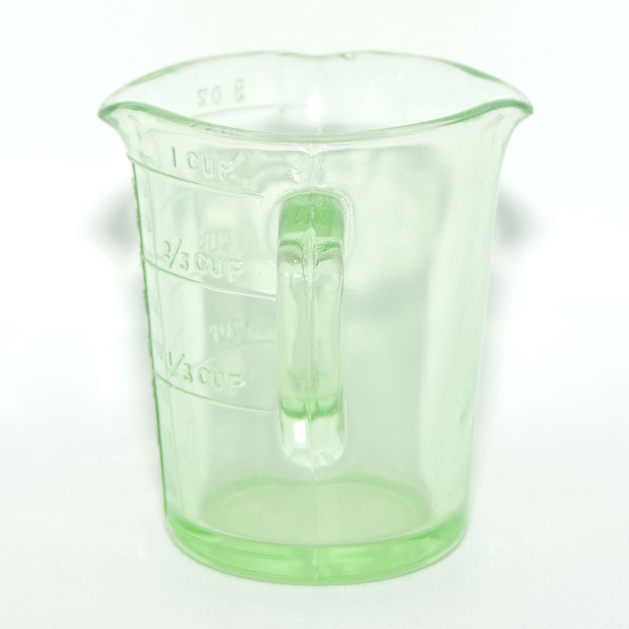 Green Depression Glass three pourer lip 1 cup measuring jug | #4