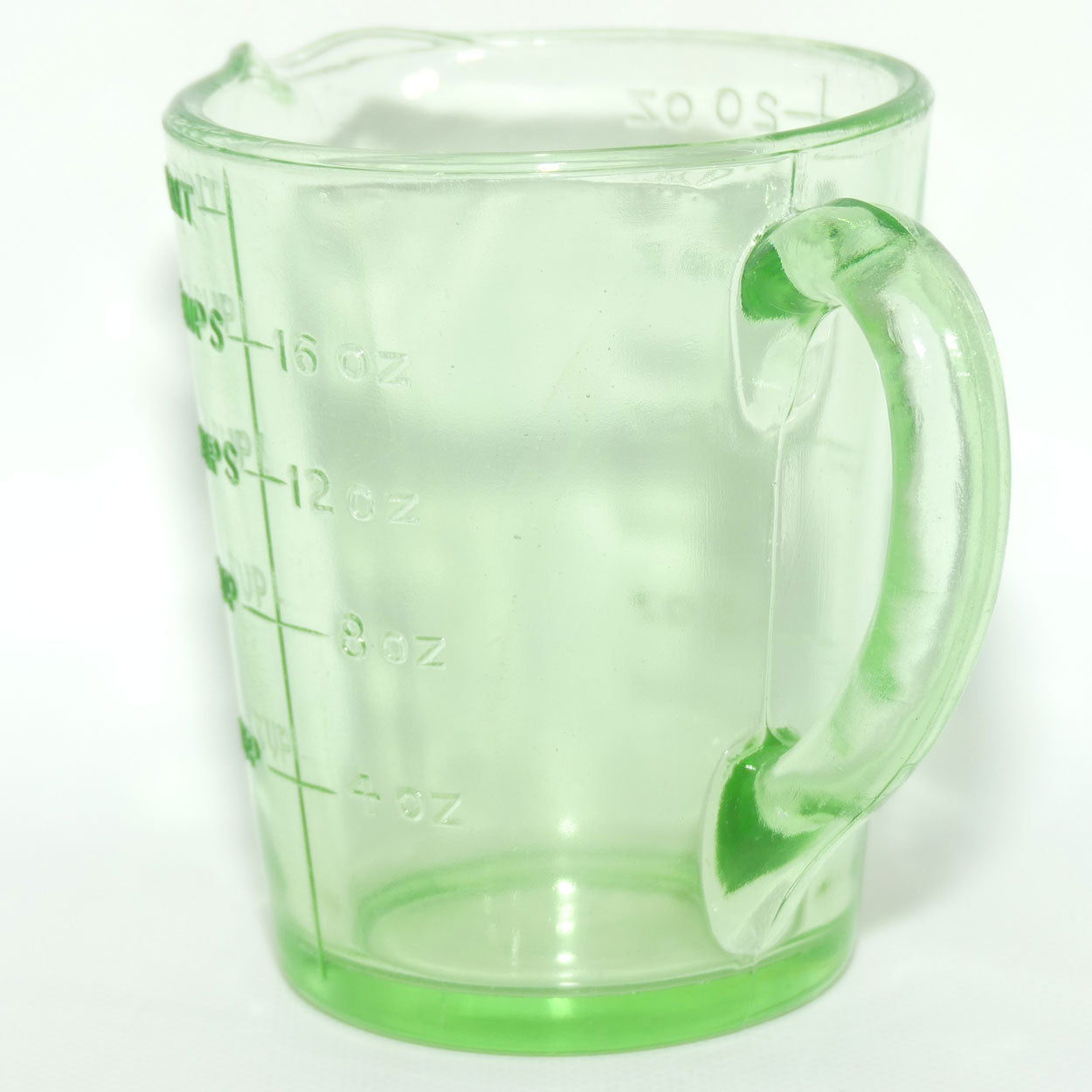 Green Depression Glass 1 Pint 2 Cups measuring jug | UV reactive | #1