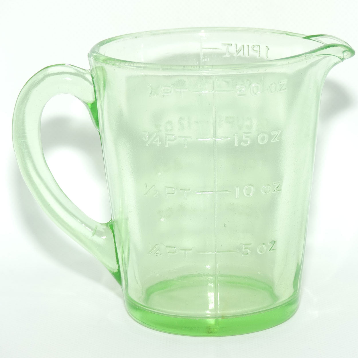 Green Depression Glass 1 Pint 2 Cups measuring jug | UV reactive | #1
