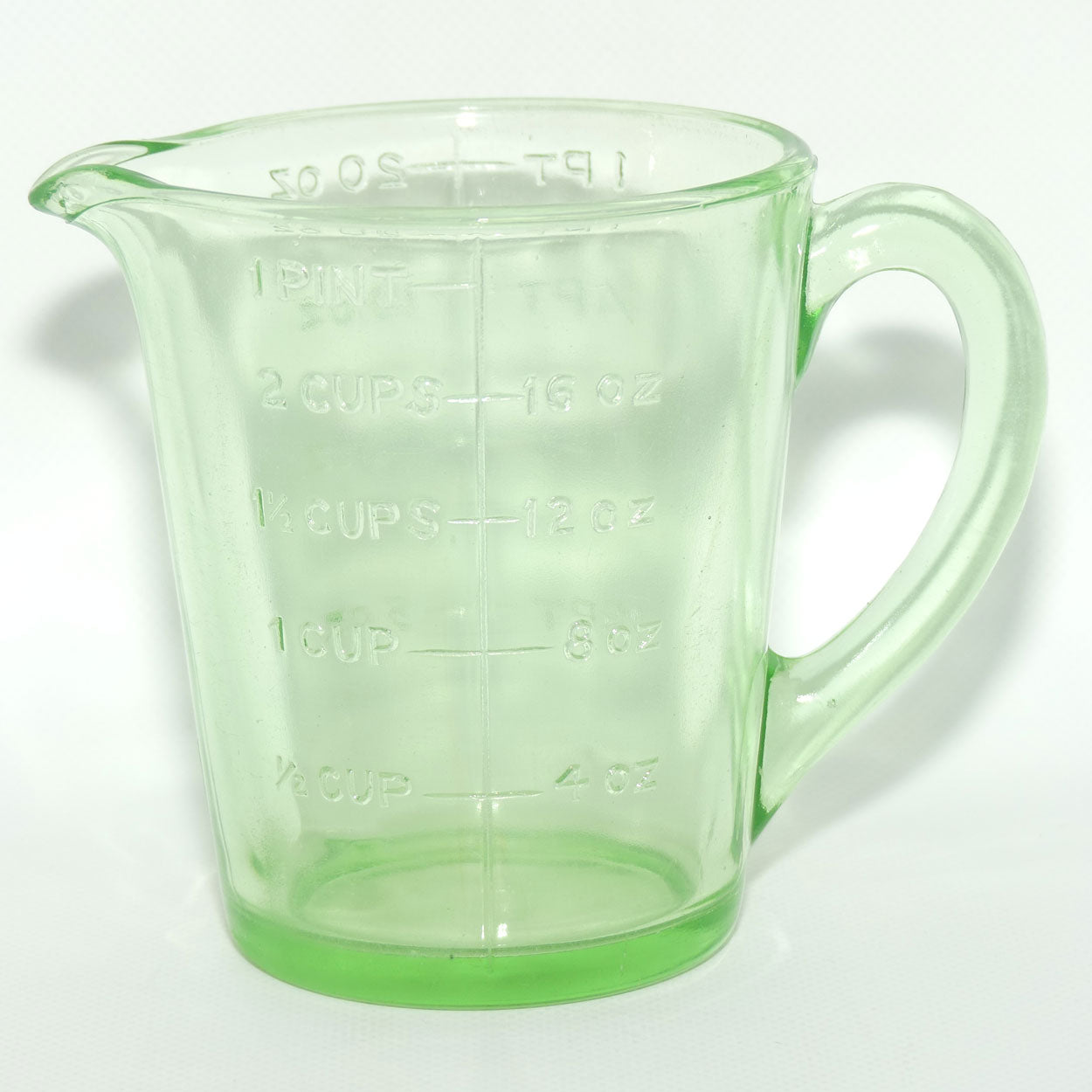 Green Depression Glass 1 Pint 2 Cups measuring jug | UV reactive | #1