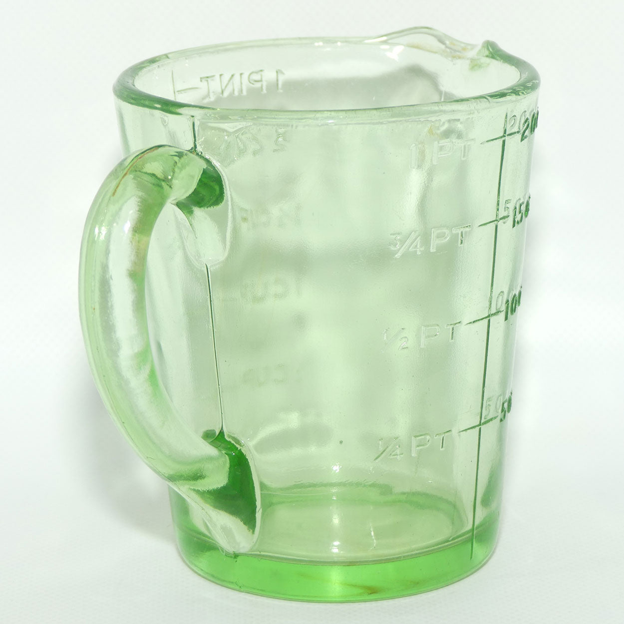 Green Depression Glass 1 Pint 2 Cups measuring jug | UV reactive | #2