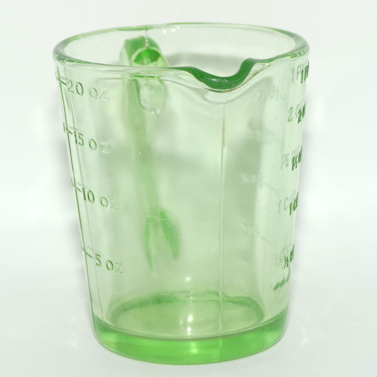 Green Depression Glass 1 Pint 2 Cups measuring jug | UV reactive | #2