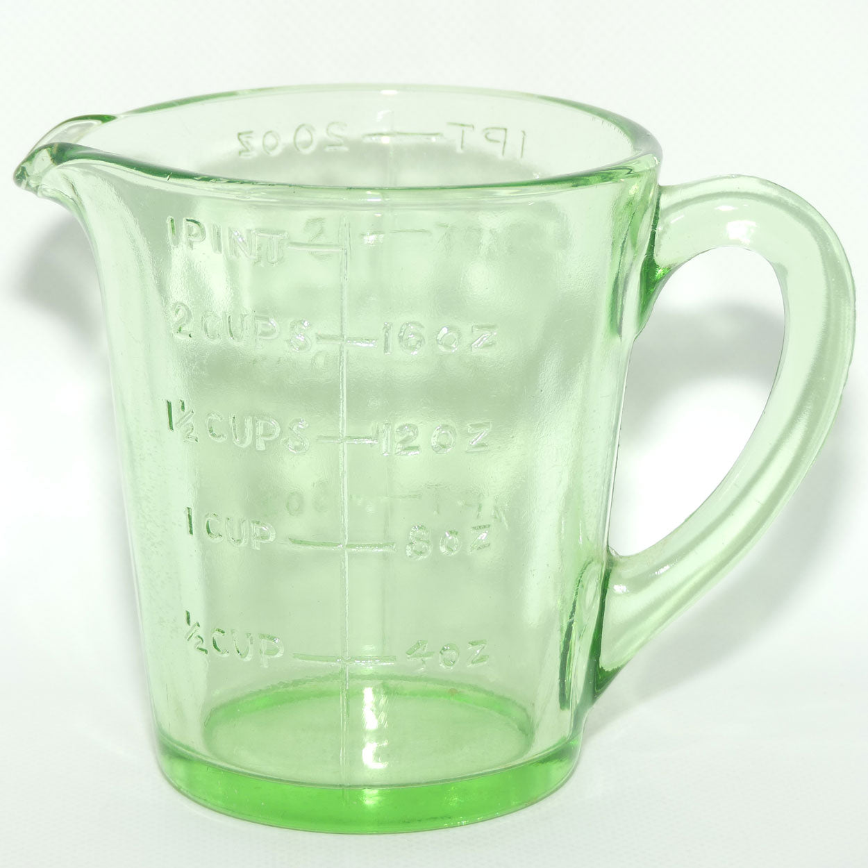 Green Depression Glass 1 Pint 2 Cups measuring jug | #3