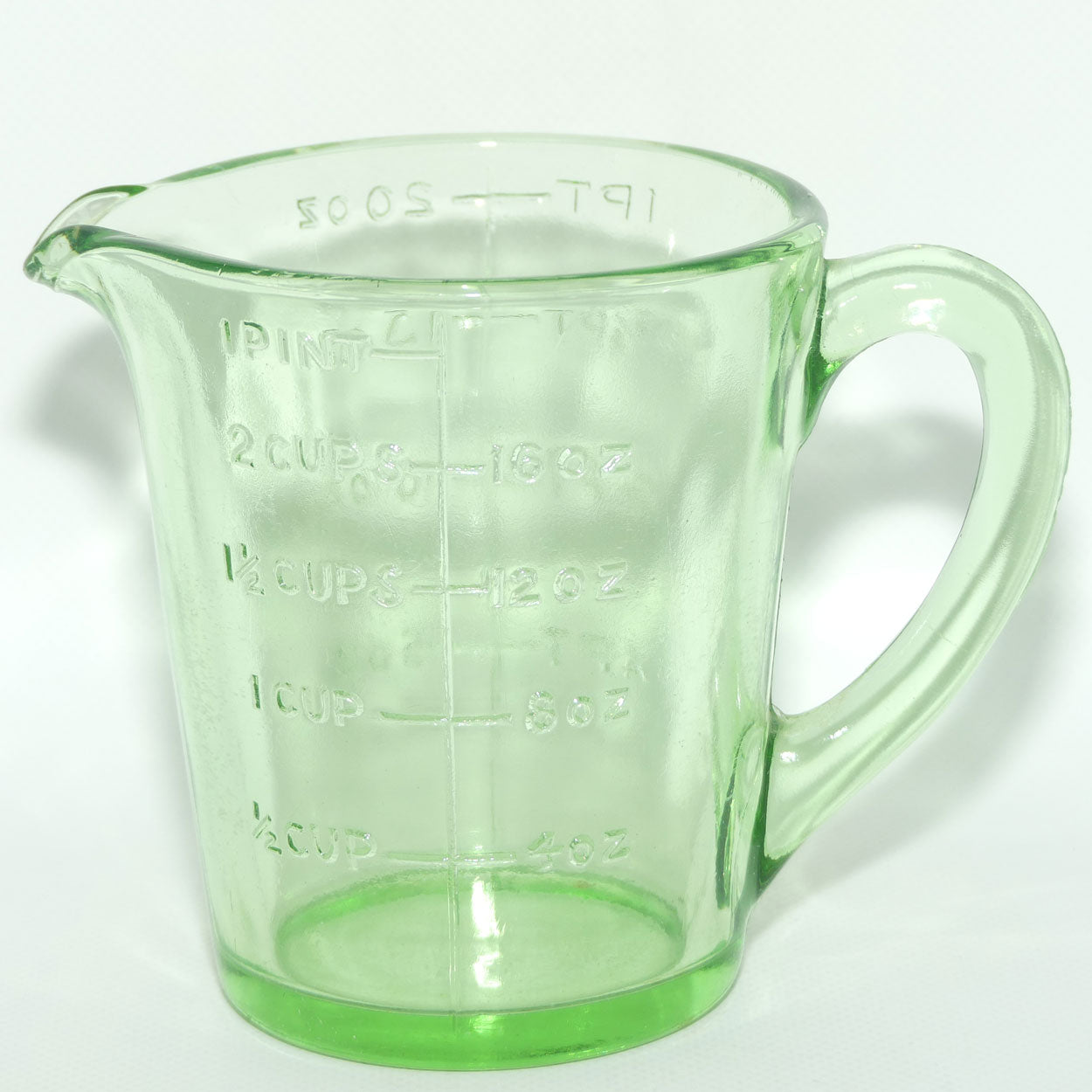 Green Depression Glass 1 Pint 2 Cups measuring jug | #3