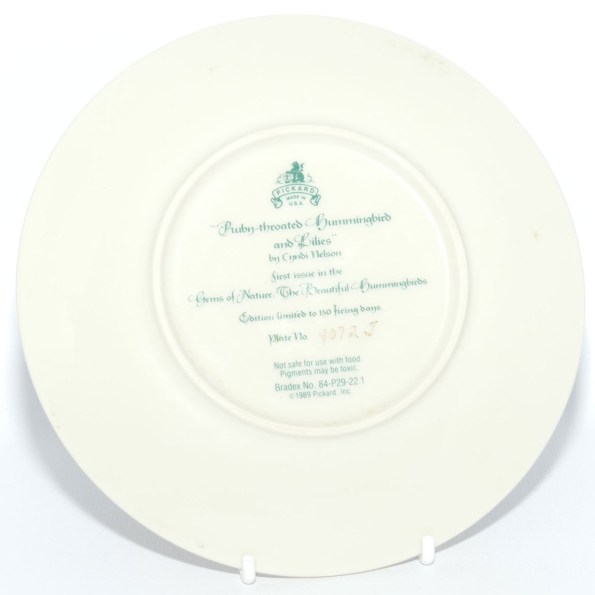 Bradex 84 P29 22.1 plate | Gems of Nature | Ruby Throated Hummingbird + Cert