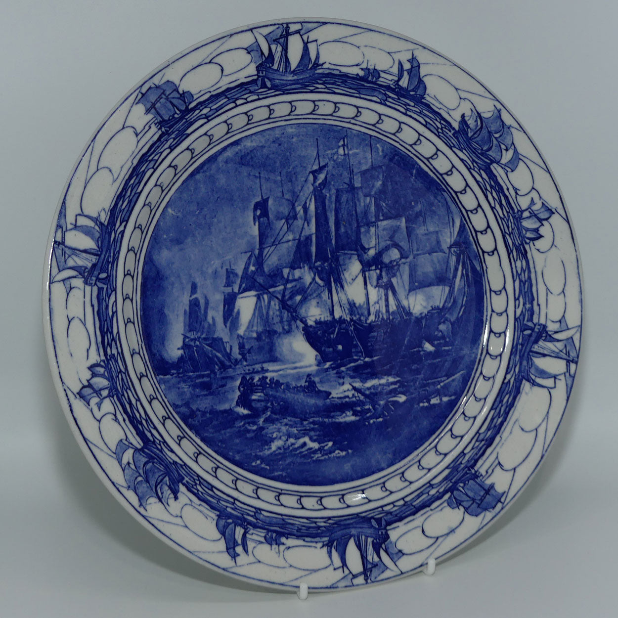 Royal Doulton Nautical History Flow Blue plate #1 | Battle of Trafalgar