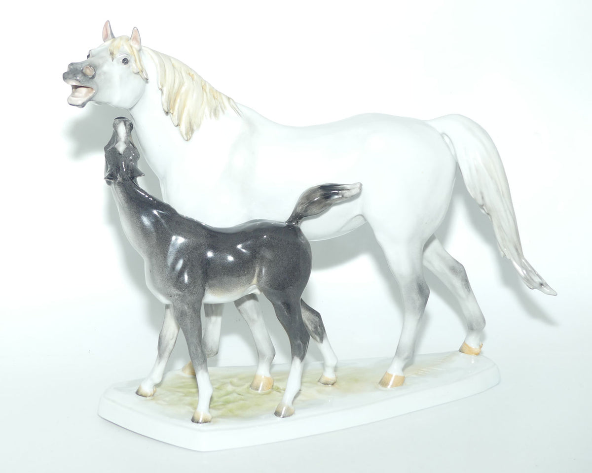 Herend Hungary figure 5893 | Pony with His Mother | Grey | Extra Large