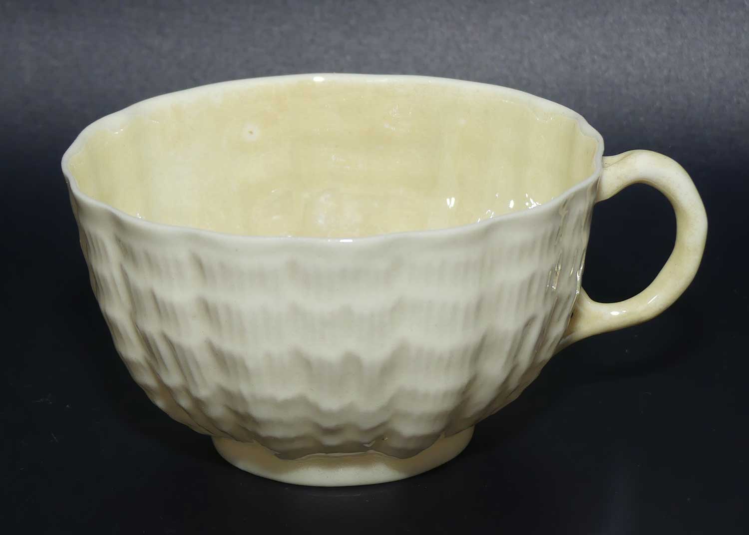 Belleek Tridacna pattern tea cup | Cream with Lustre | 1st Green mark