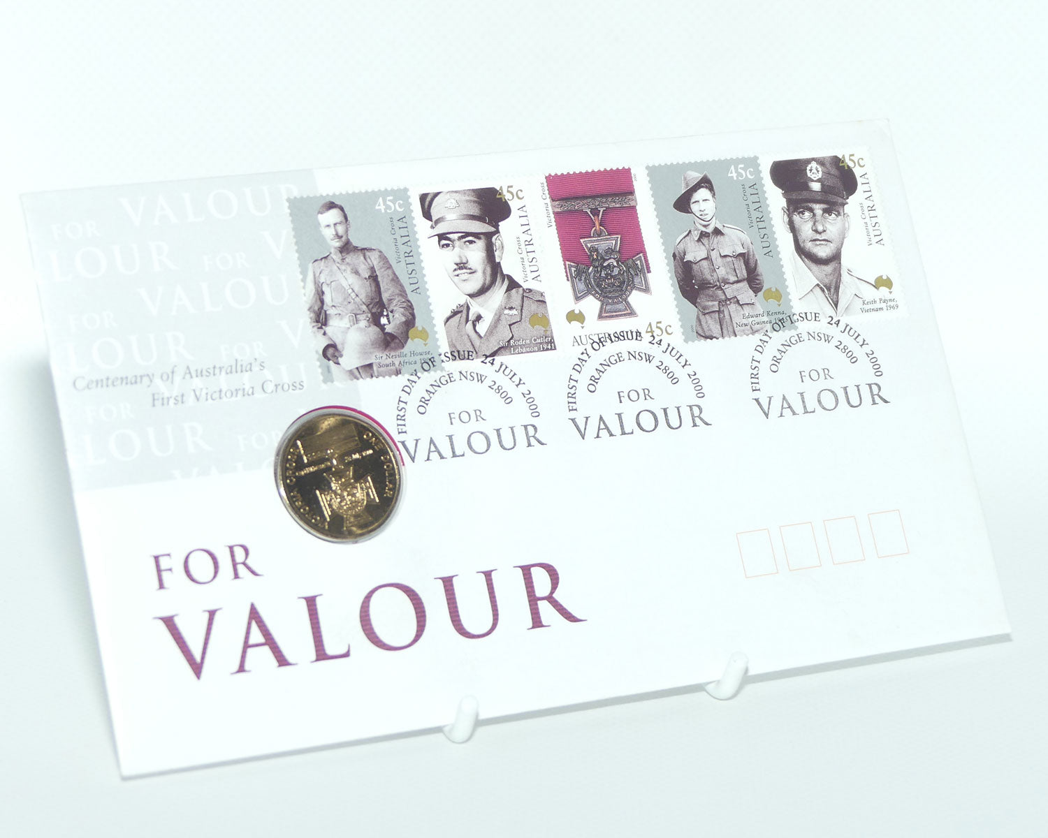 2000 RAM Postal Numismatic Cover $1 For Valour Centenary of Australia's First Victoria Cross Stamp and Coin Cover