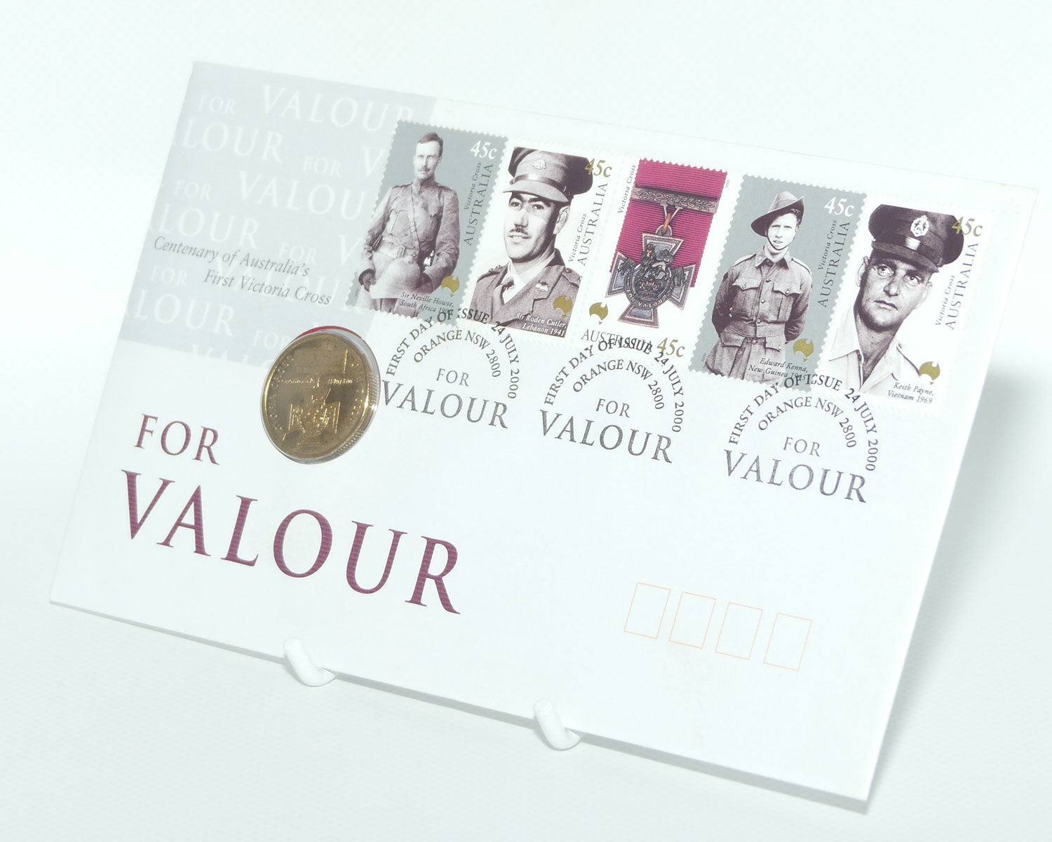 2000 RAM Postal Numismatic Cover $1 For Valour Centenary of Australia's First Victoria Cross Stamp and Coin Cover
