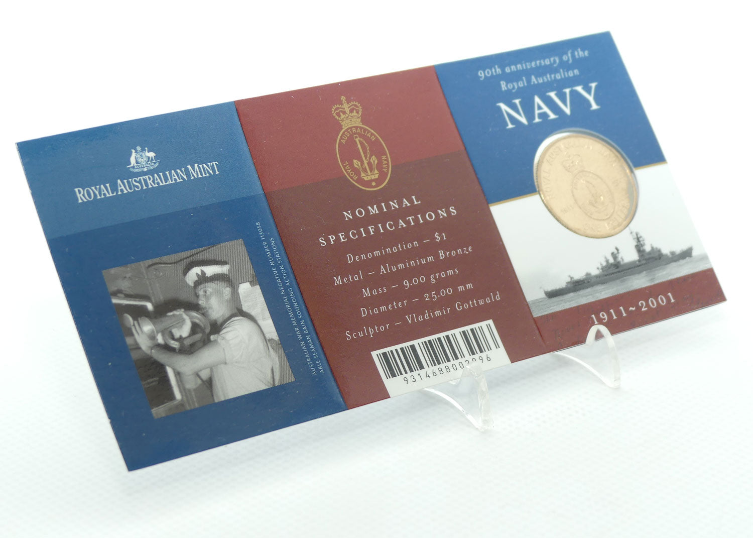RAM 2001 Australian Navy commemorative $1 | Uncirculated | 90th Anniversary Australian Navy 1911 - 2001