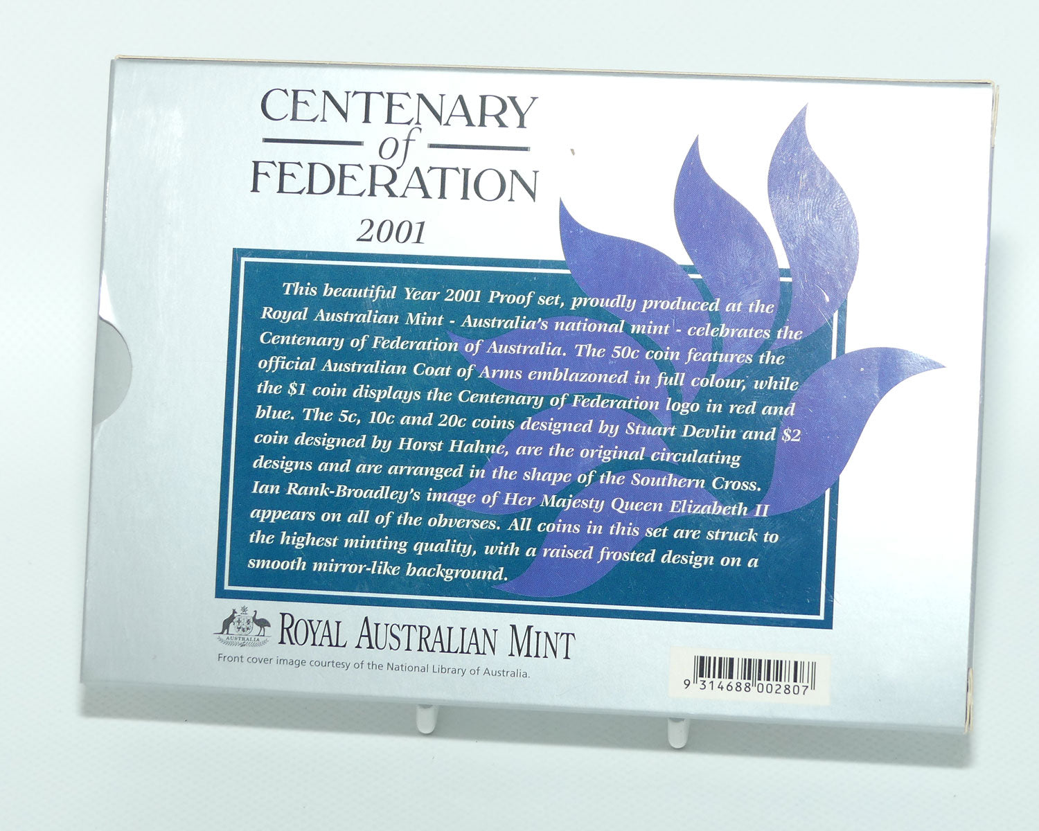 RAM 2001 Proof Coin Set | Centenary of Federation | Featuring coloured Coat of Arms 50c and Centenary of Federation logo $1