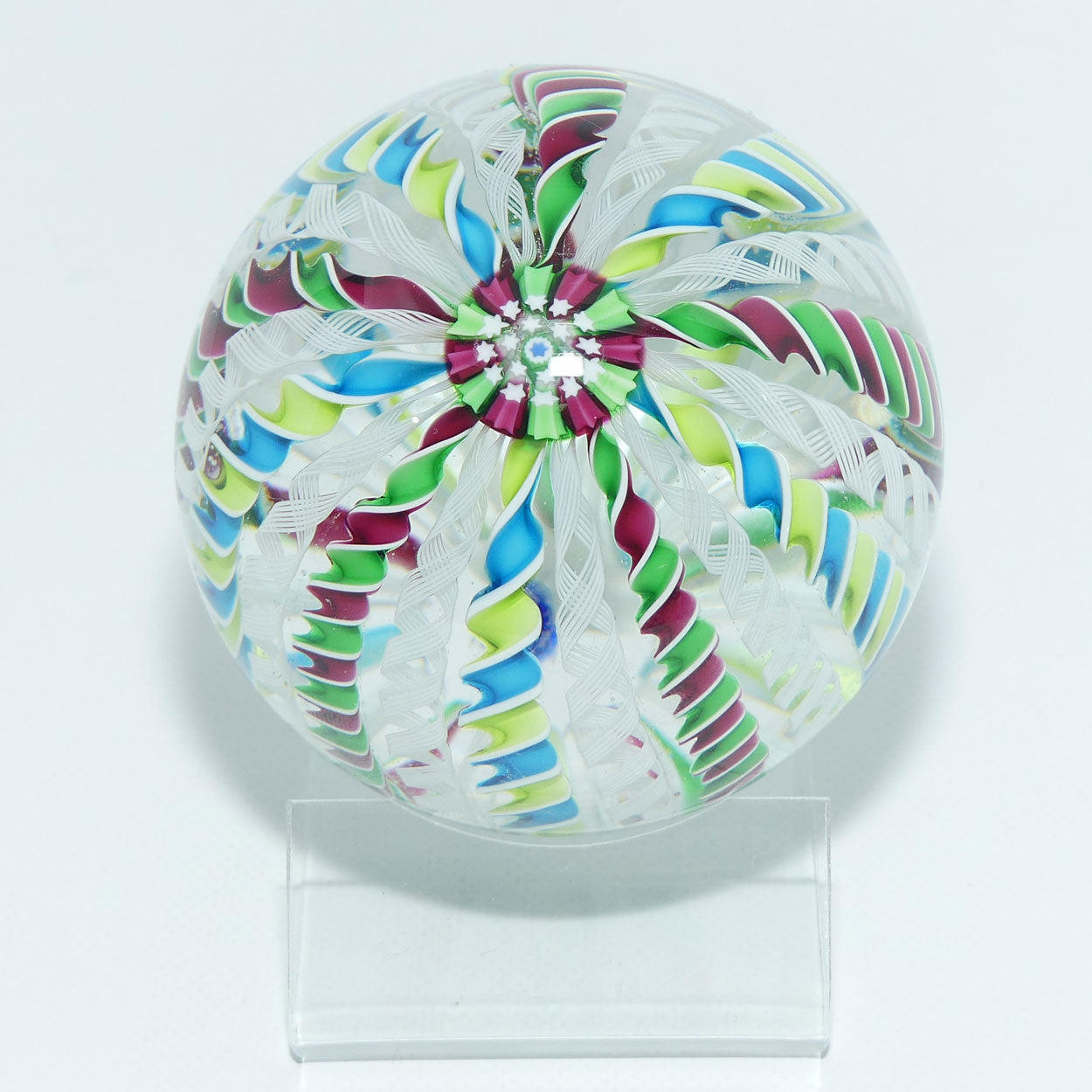 John Deacons Scotland 20 Stave Crown Large paperweight | Green Magenta and Blue Lime Yellow