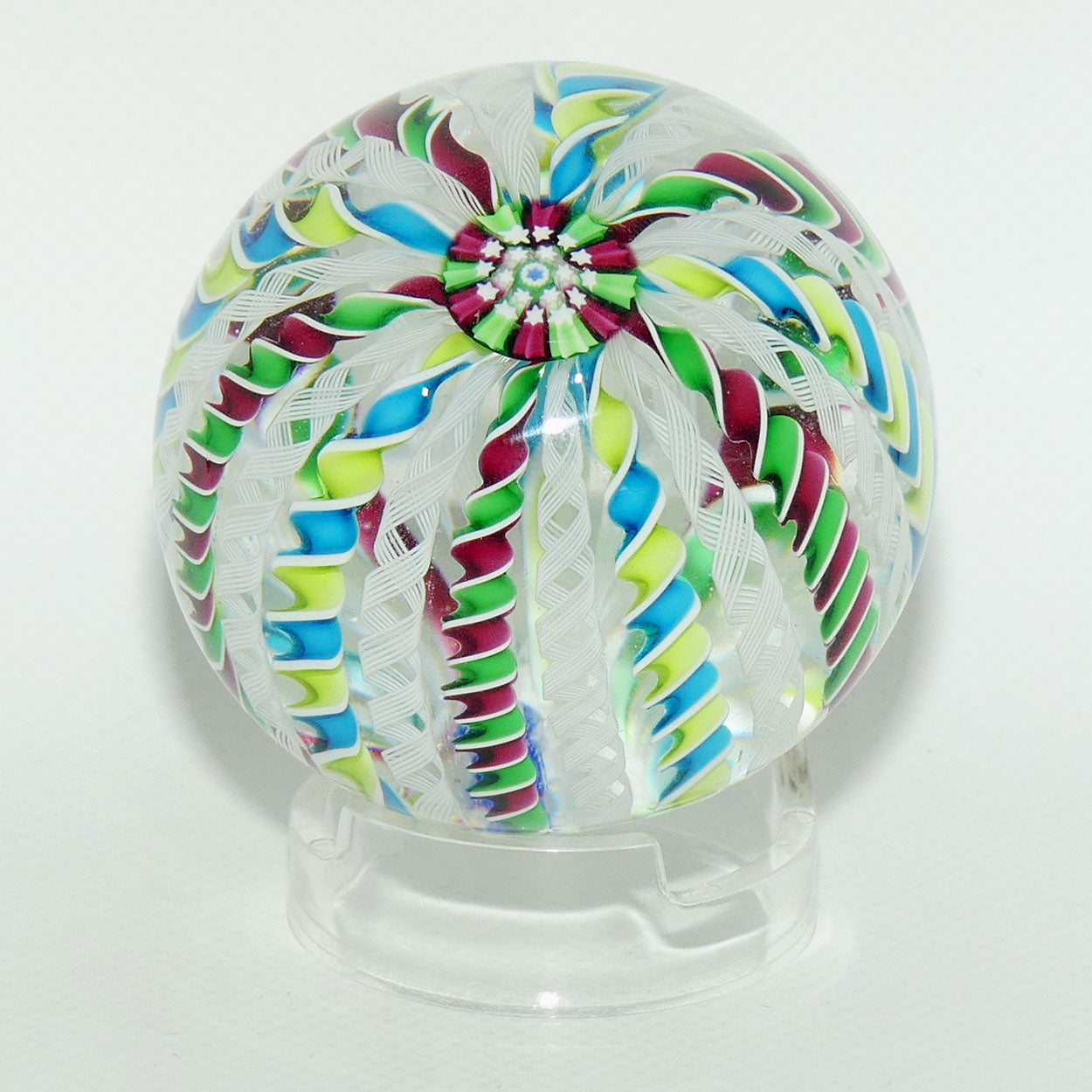 John Deacons Scotland 20 Stave Crown Large paperweight | Green Magenta and Blue Lime Yellow