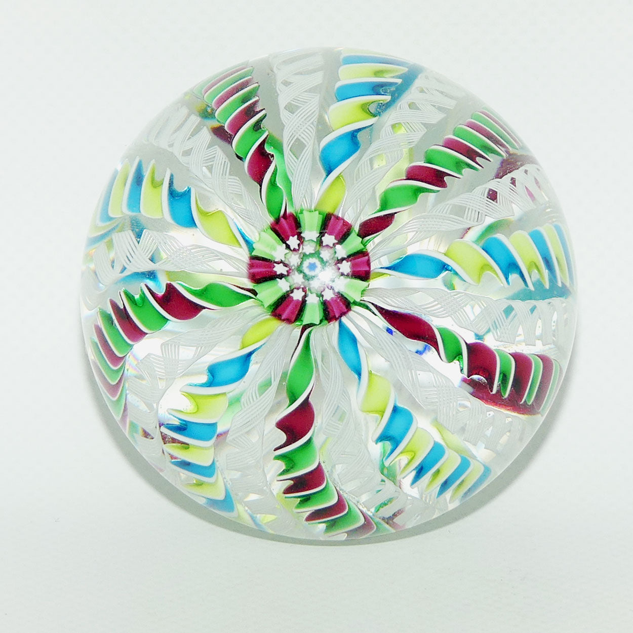 John Deacons Scotland 20 Stave Crown Large paperweight | Green Magenta and Blue Lime Yellow