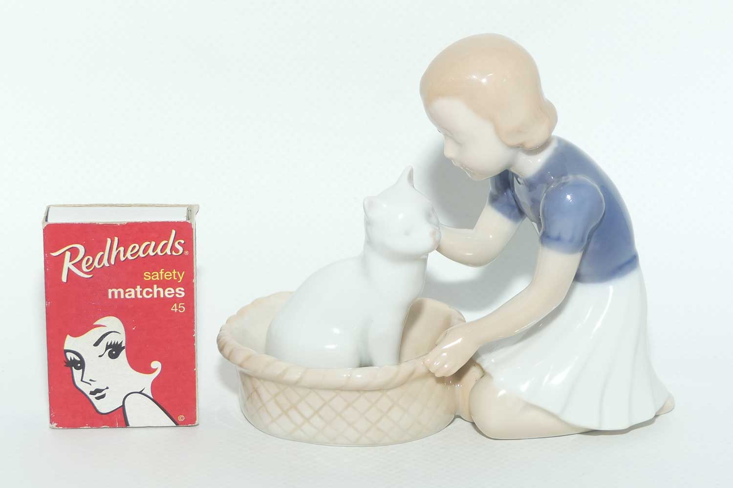 Bing and Grondahl figure | Girl with Cat in Basket | #2249