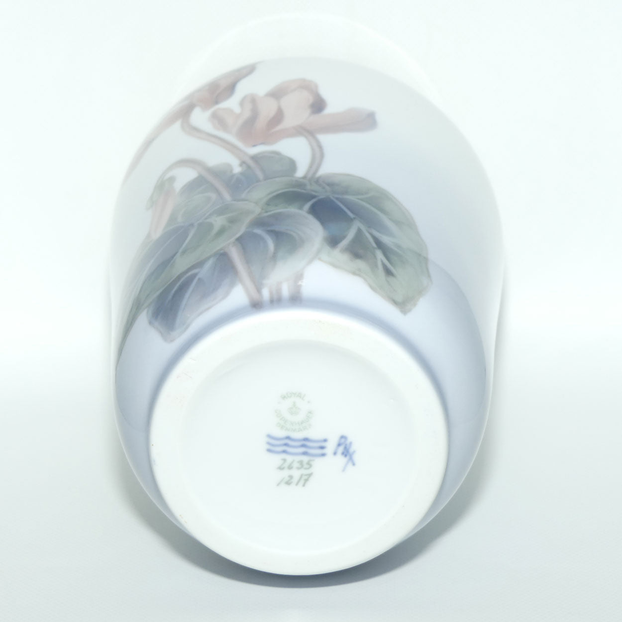 Royal Copenhagen large floral vase | Cyclamen and Dragonfly | #2635/1217