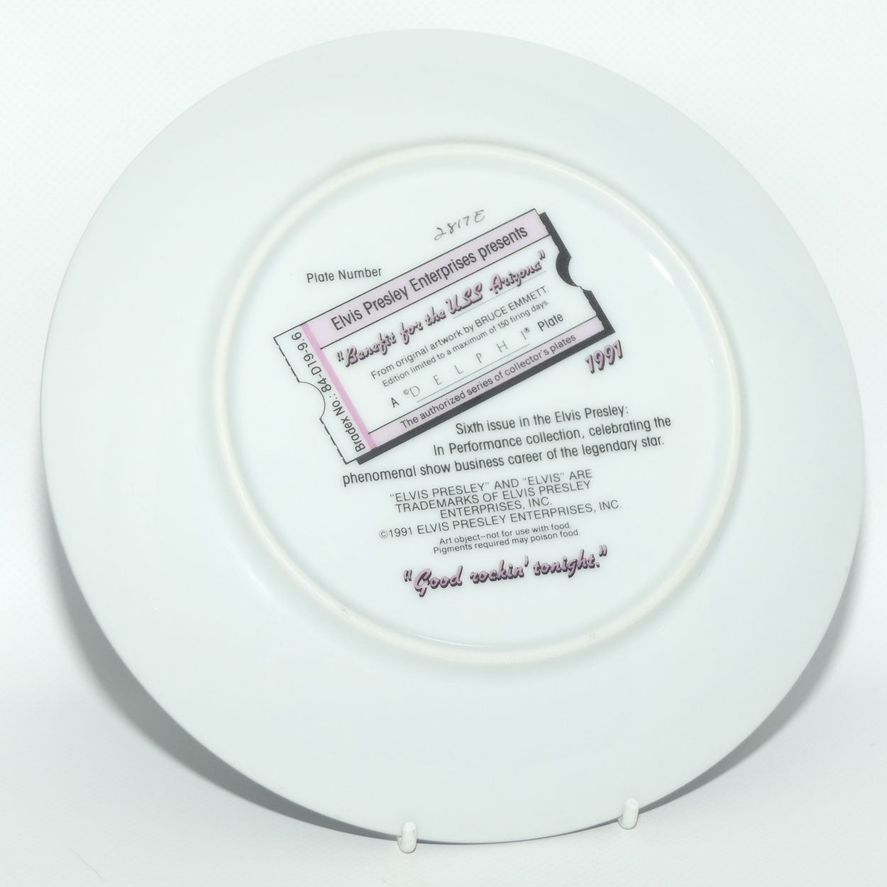 Bradford Exchange collector plate | Elvis Presley by Bruce Emmett | Benefit for the USS Arizona