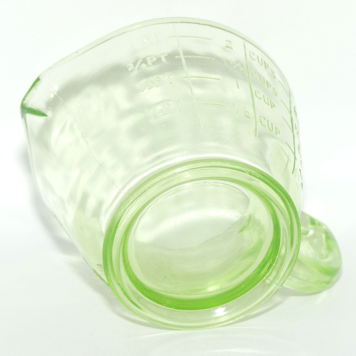 Green Glass | Uranium Glass 2 Cup measure wide Measuring Jug | 9.5cm tall | #1