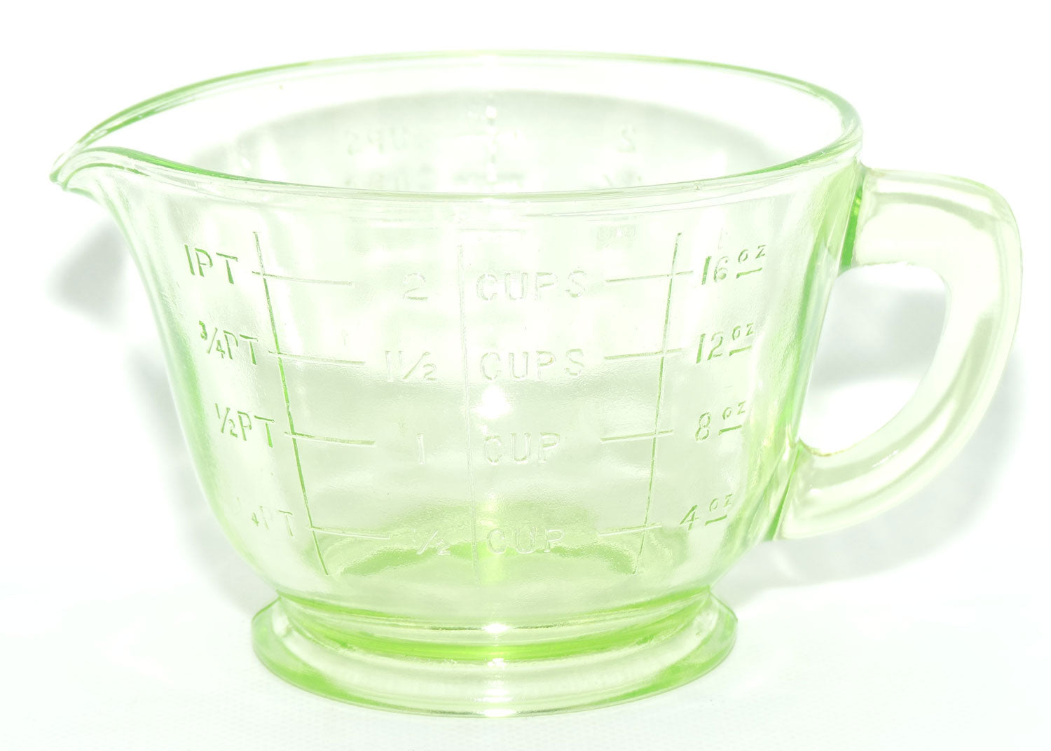 Green Glass | Uranium Glass 2 Cup measure wide Measuring Jug | 9.5cm tall | #2