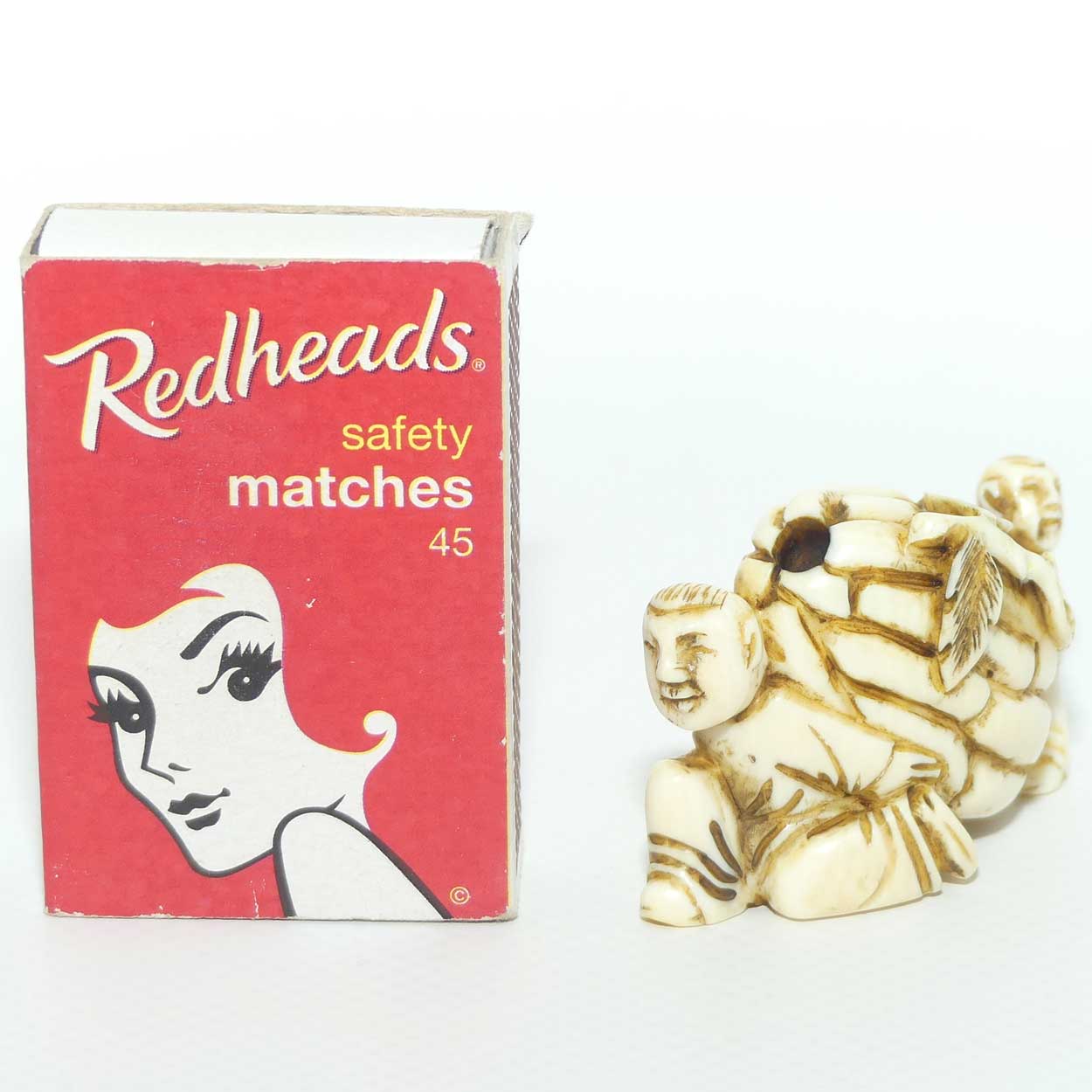 Japanese Carved Ivory Netsuke or Okimono | Two Men Carrying