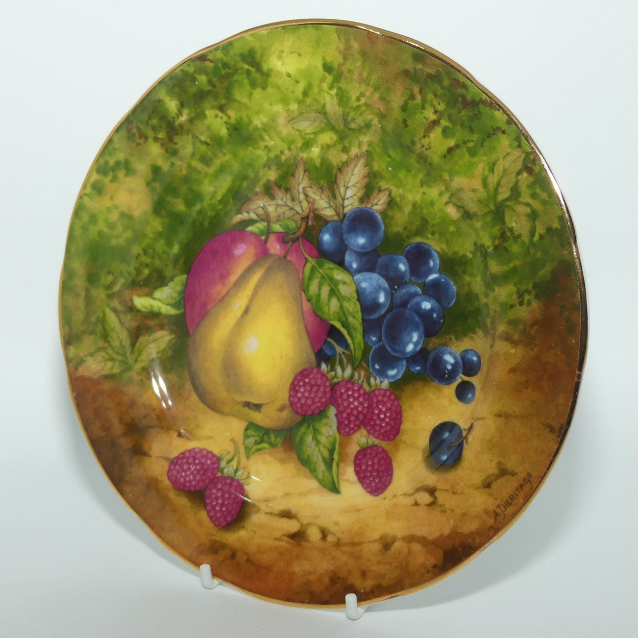Fruits of Eden Bone China plate #2 | Pear, Apple, Grapes and Strawberries by AJ Heritage