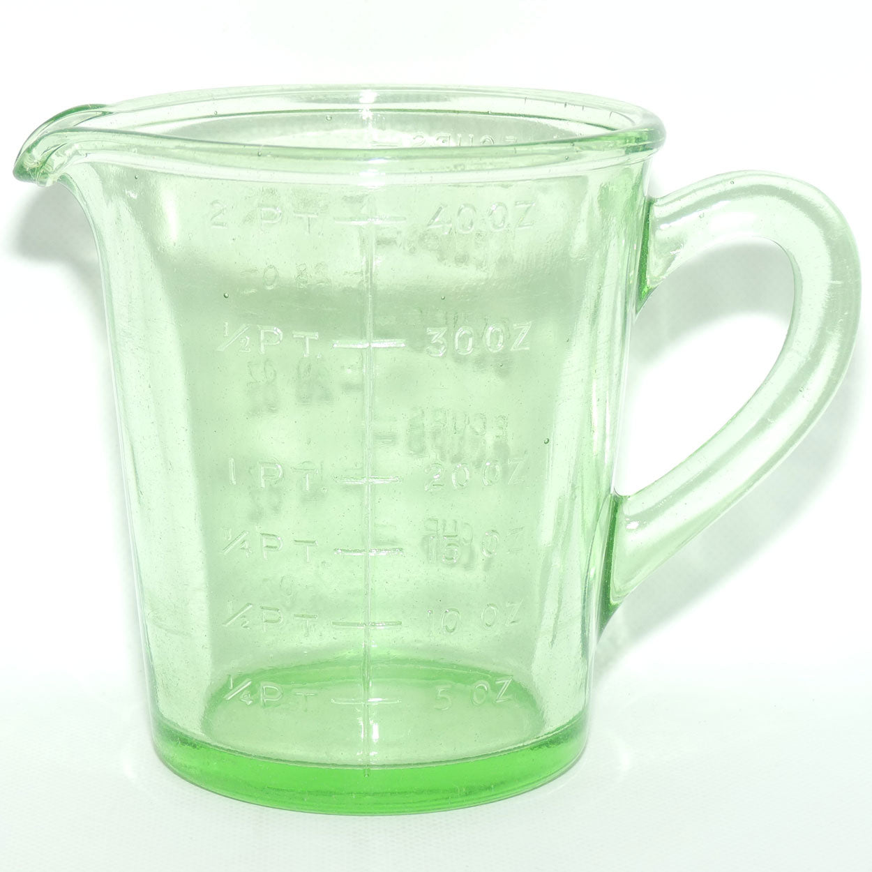 Green Depression Glass 2 Pint 40 OZ 5 Cups measuring jug | #1