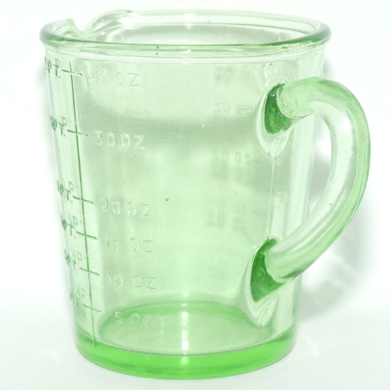 Green Depression Glass 2 Pint 40 OZ 5 Cups measuring jug | #1
