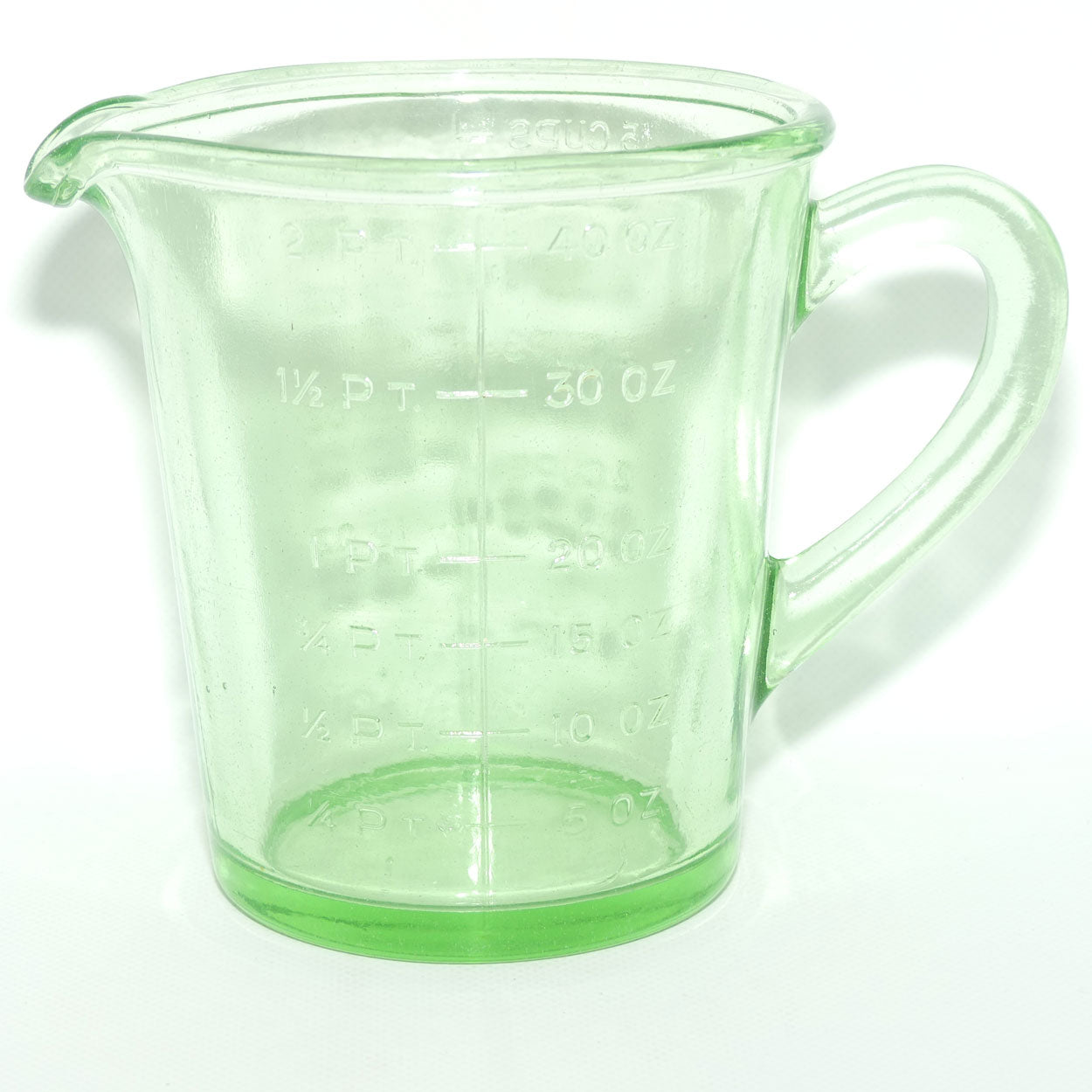 Green Depression Glass 2 Pint 40 OZ 5 Cups measuring jug | #2