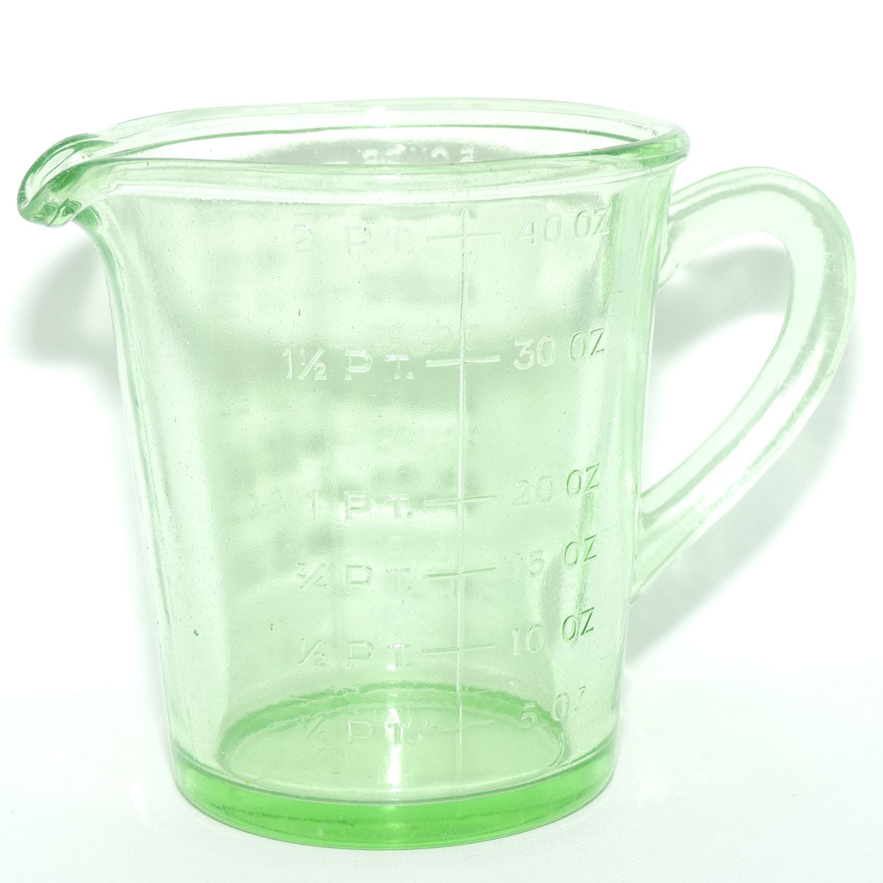 Green Depression Glass 2 Pint 40 OZ 5 Cups measuring jug | #2