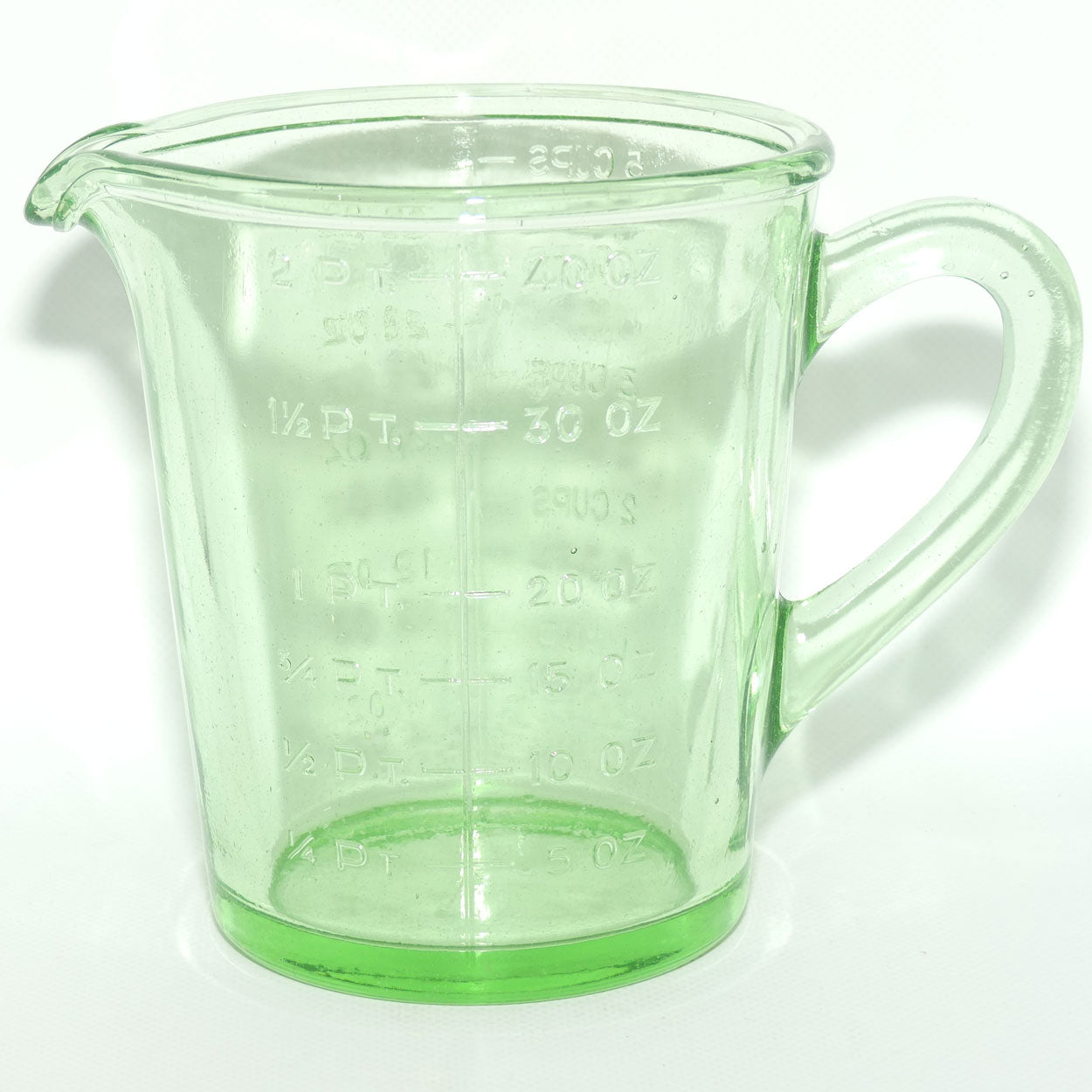 Green Depression Glass 2 Pint 40 OZ 5 Cups measuring jug | #3