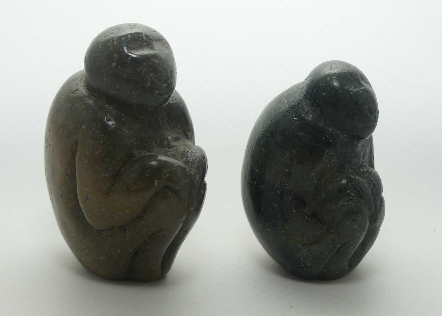 Two Carved Stone Monkeys