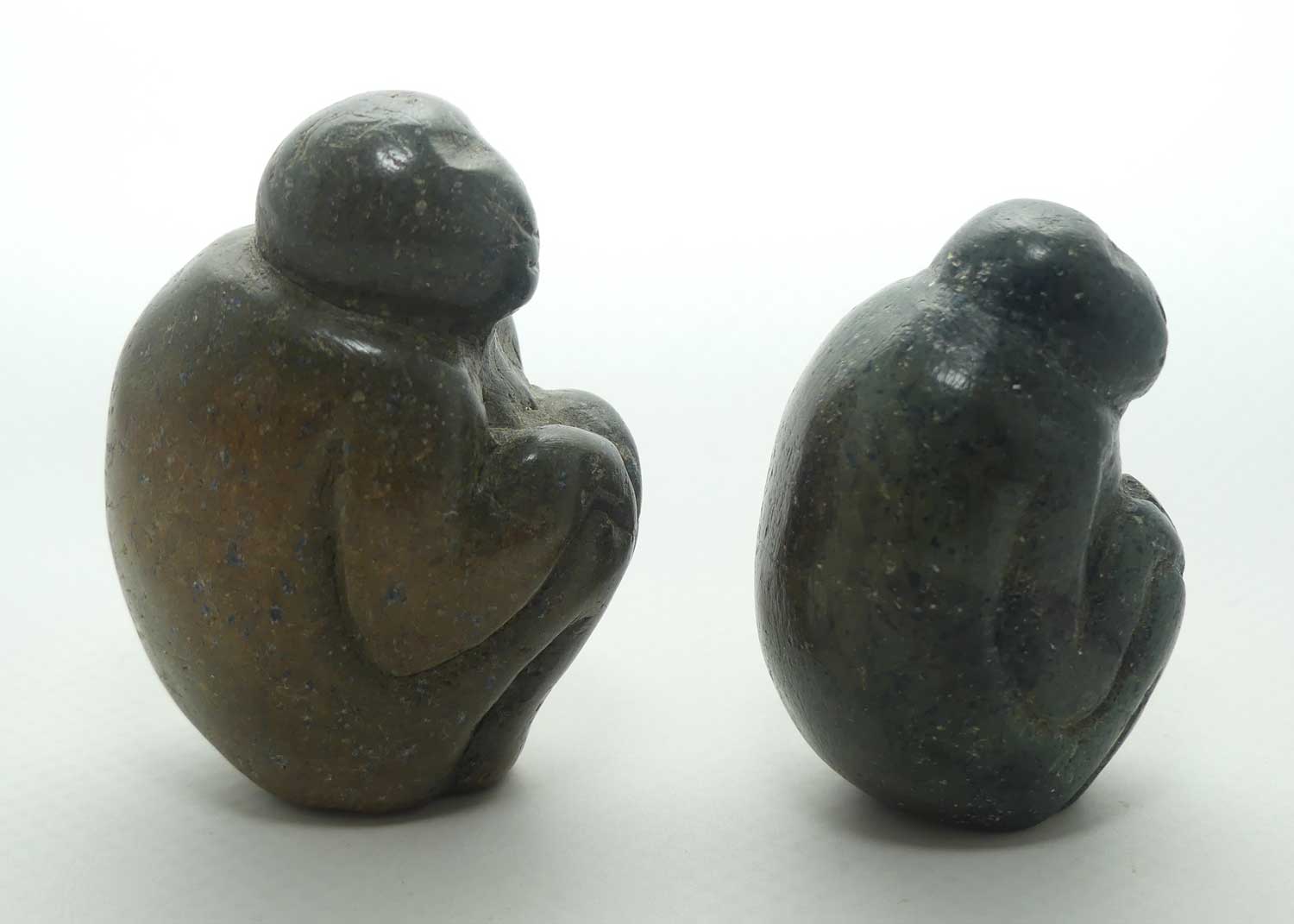 Two Carved Stone Monkeys