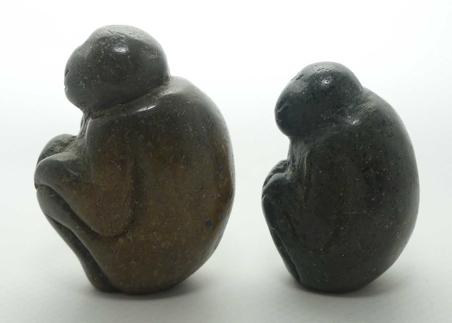 Two Carved Stone Monkeys