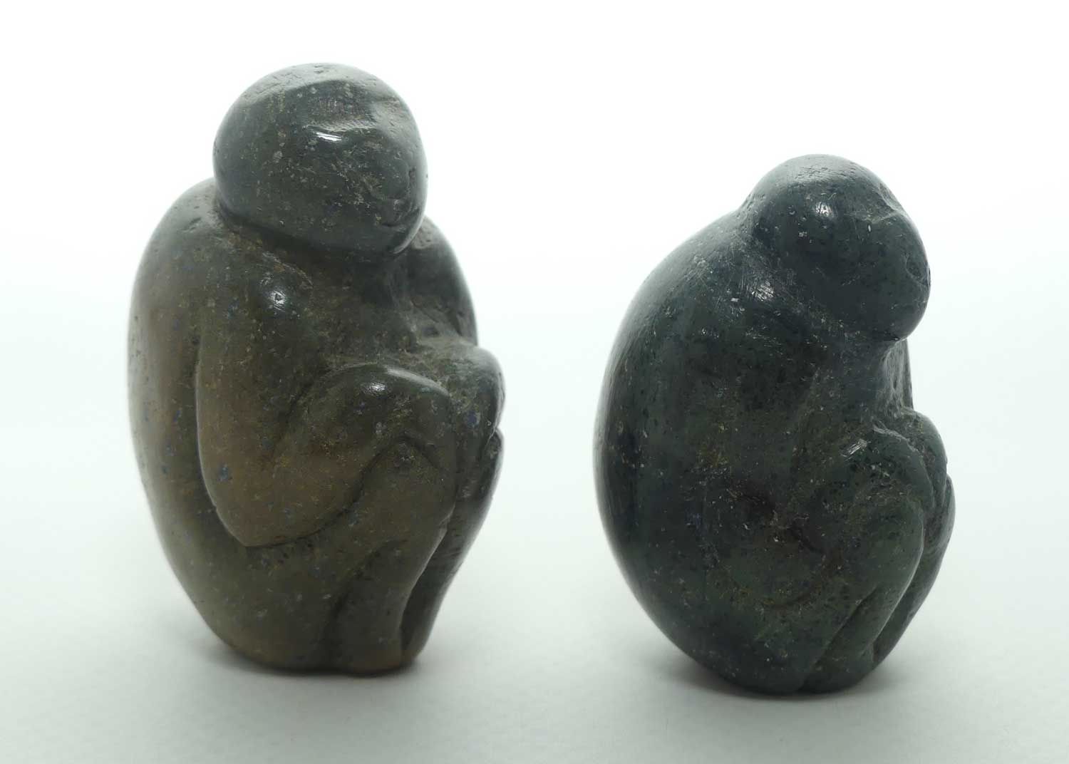 Two Carved Stone Monkeys