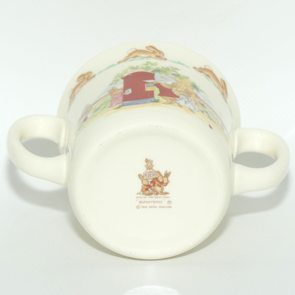 Royal Doulton Bunnykins Letter Box | Carrying Letter 2 handled Hug a Mug | no box