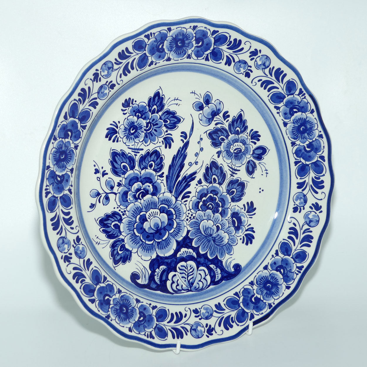 Delft Holland Blue and White wall plate with Classical Floral decor