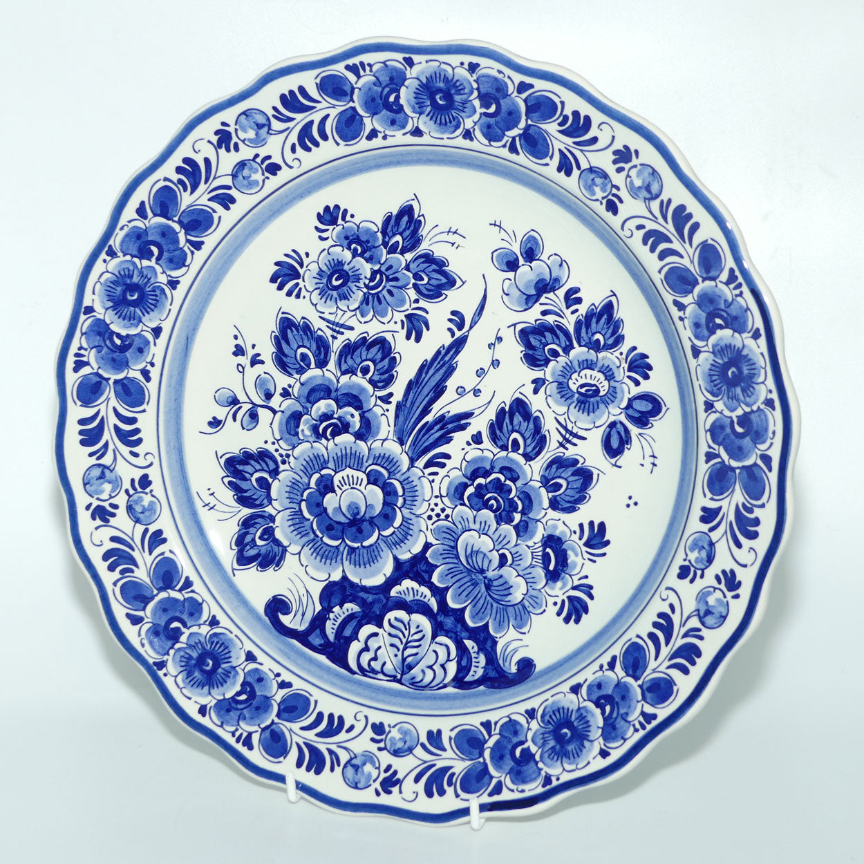 Delft Holland Blue and White wall plate with Classical Floral decor