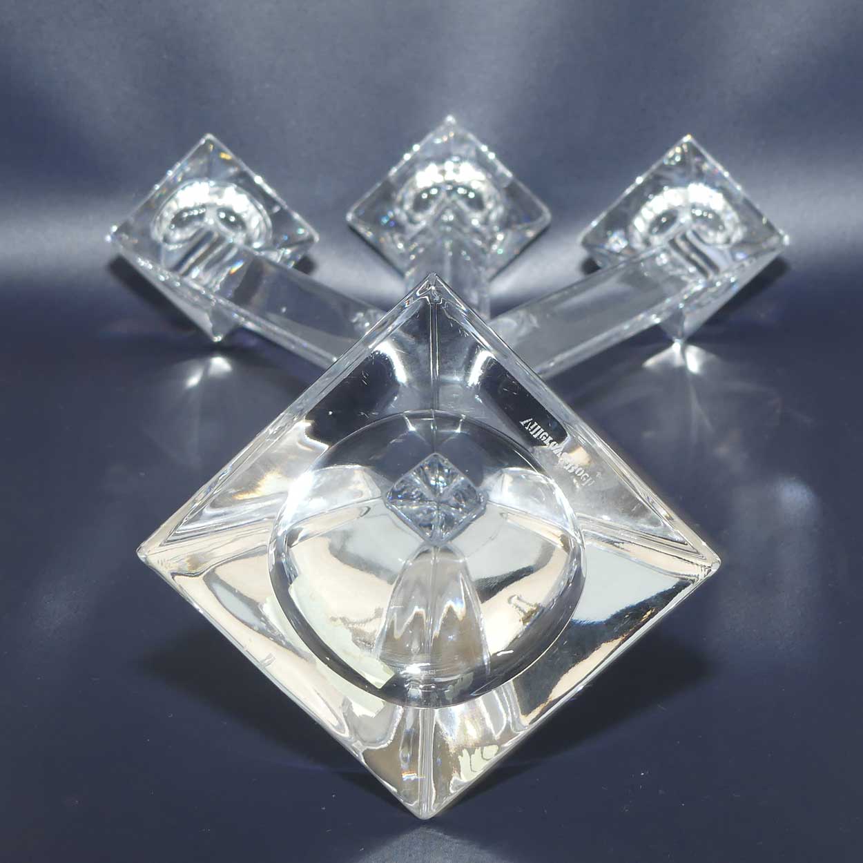 Villeroy & Boch Crystal Pisa pattern 3 branch candleabrum | boxed