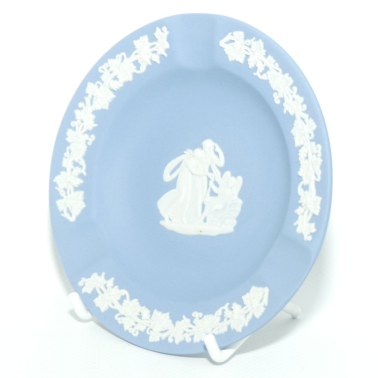 Wedgwood Jasper | White on Pale Blue | Ashtray with Grape and Vine border