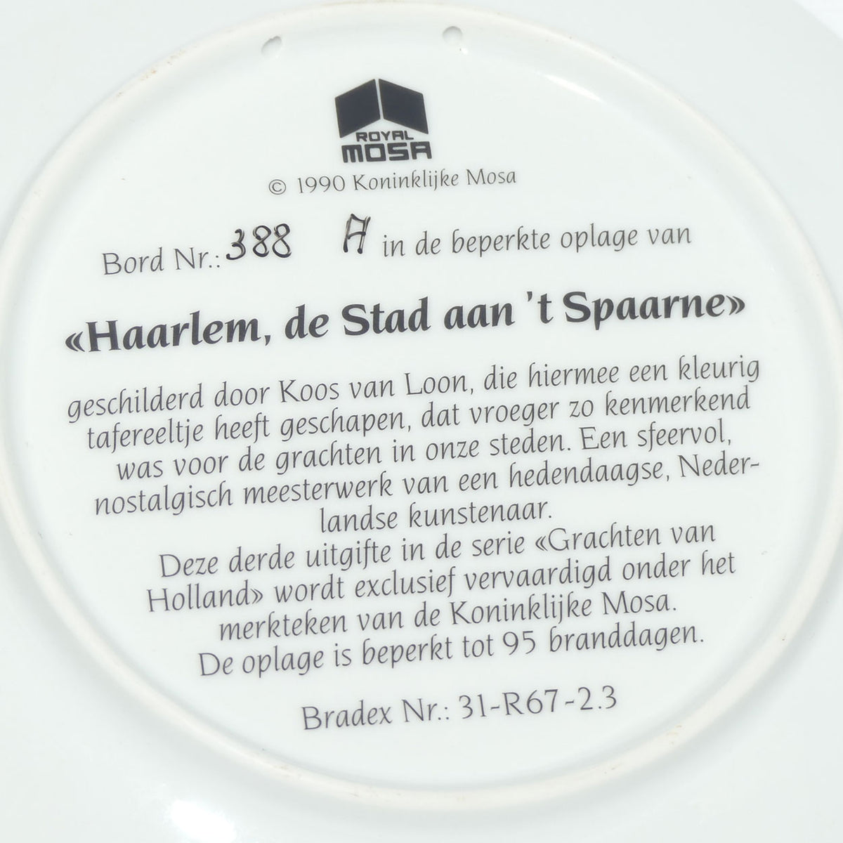 Bradex 31 R67 2.3 plate | Grachten Van Holland | Haarlem, de Stad aan't Spaarne