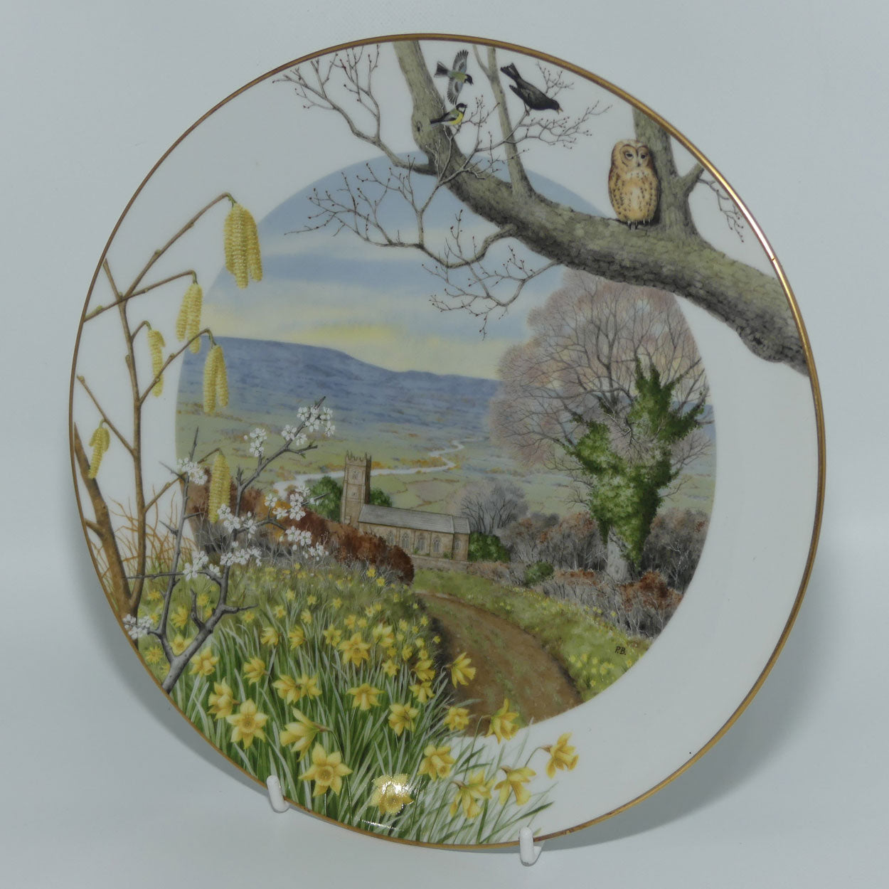 Royal Worcester for Franklin Porcelain | Peter Barnett | Months series | plate #3 | A Country Church in March