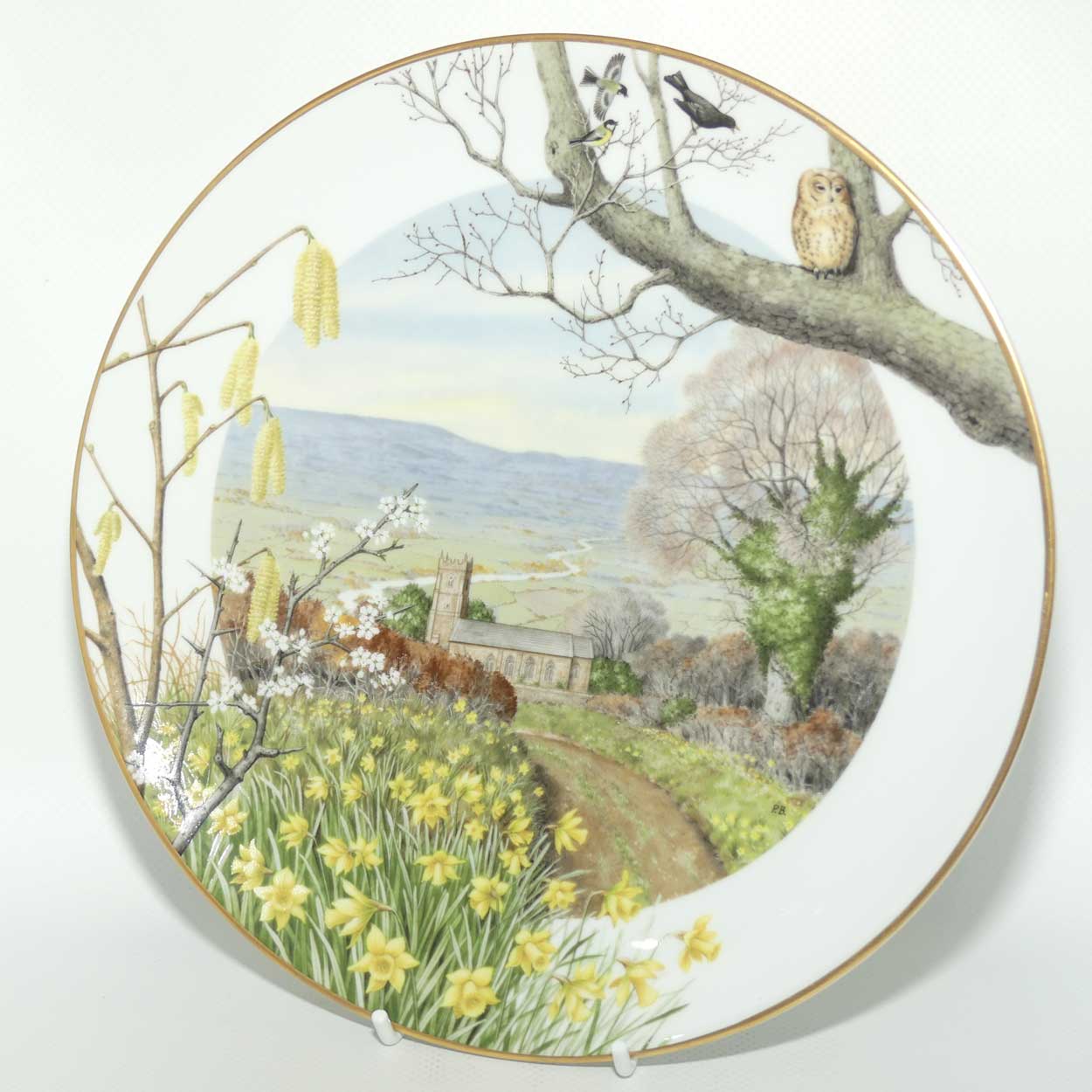 Royal Worcester for Franklin Porcelain | Peter Barnett | Months series | plate #3 | A Country Church in March