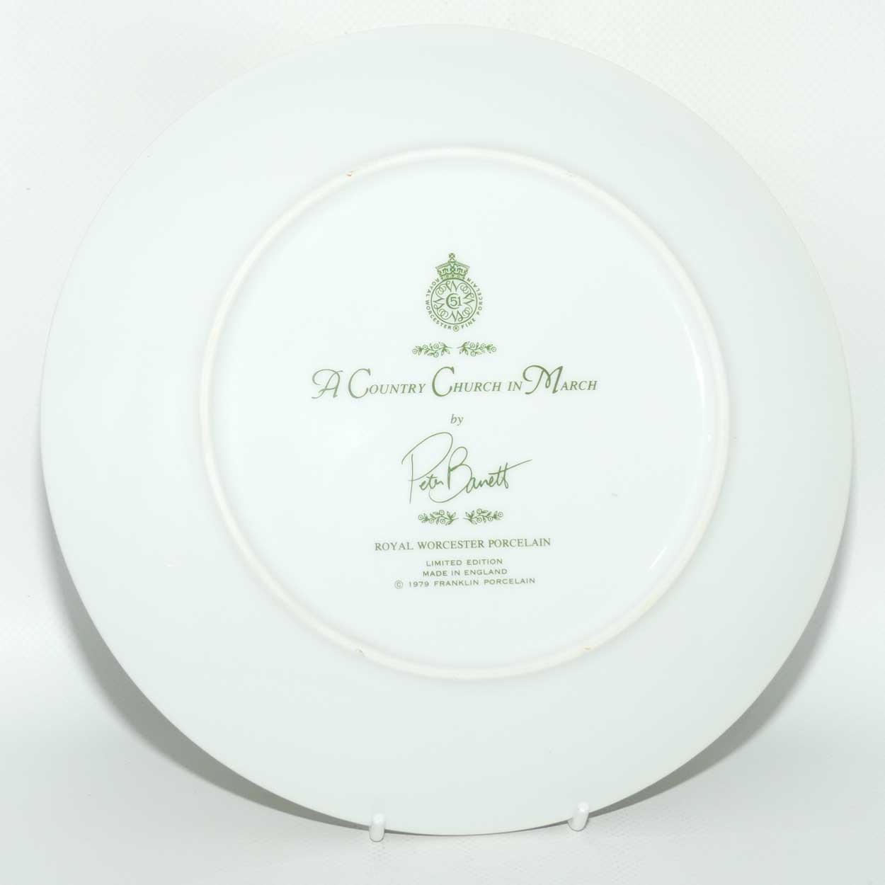 Royal Worcester for Franklin Porcelain | Peter Barnett | Months series | plate #3 | A Country Church in March