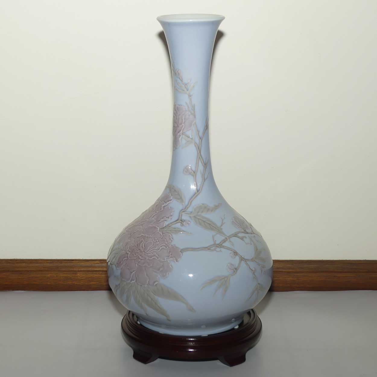 Lladro vase Blue Peonys | 49cm tall
