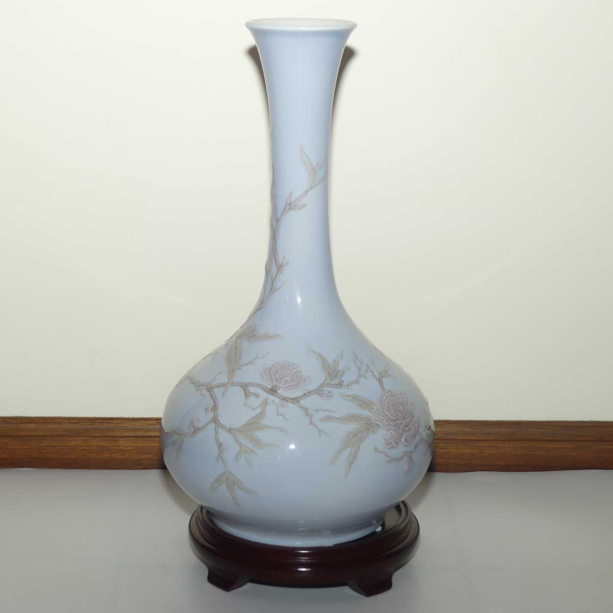 Lladro vase Blue Peonys | 49cm tall